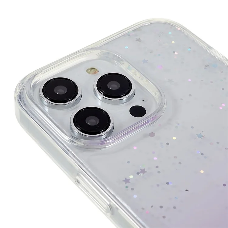 DFANS Starlight Shining Series Para Iphone 14 Pro Glittery Decor Design Caso Protetor PC+TPU Anti-scratch Tampa - Roxo