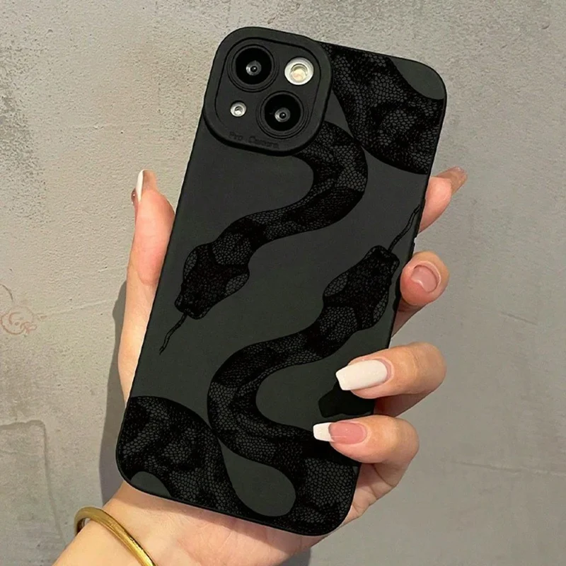 Cover per iPhone 14 con Motivo a Serpente in TPU