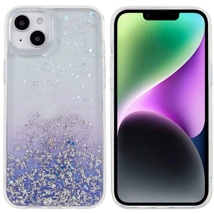 DFANS Starlight Shining Series для iPhone 14 PC+TPU Защитный чехол Стильный Блестящий Защита от падения - Фиолетовый