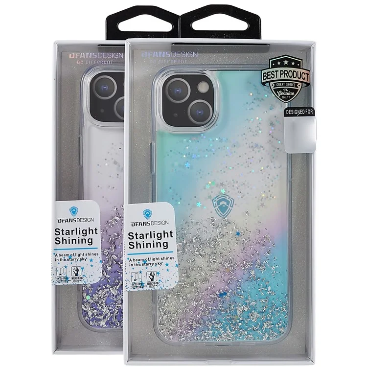 DFANS Starlight Shining-serie Für Iphone 14 Plus Stilvolle Glitzernde Drop-proof-cover Pc+tpu-schutzhülle - Violett