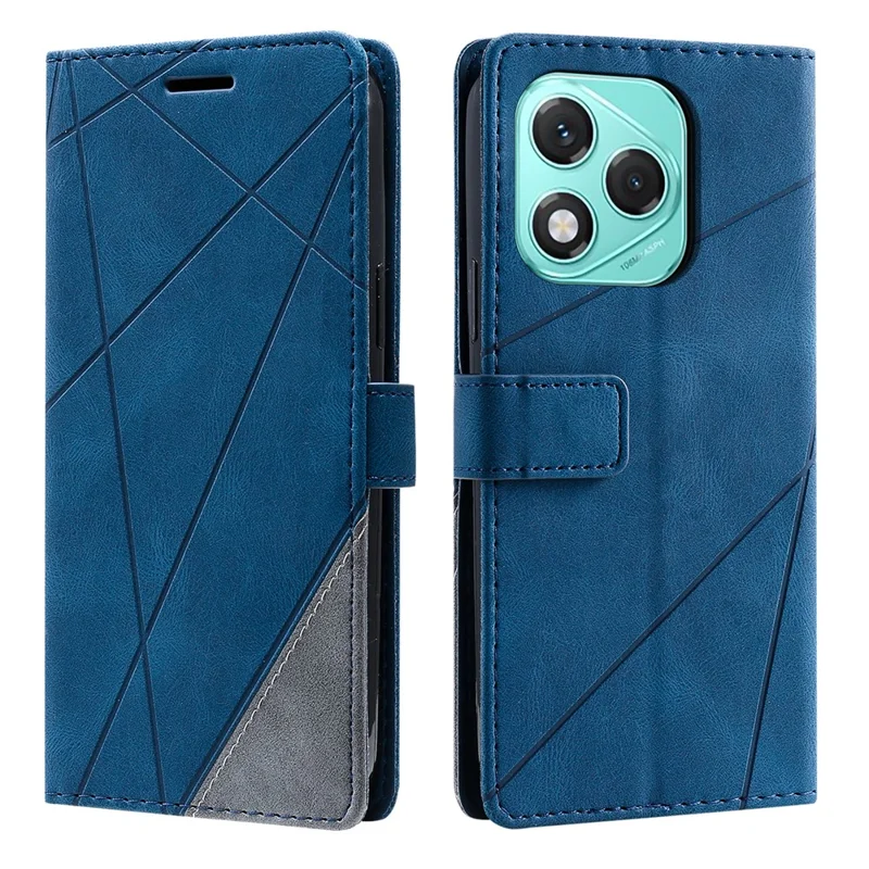 Handyhülle für Honor 400 Lite 5G / X70i / X60i 5G, Geprägte Linien PU-Leder Brieftasche mit Handschlaufe - Blau