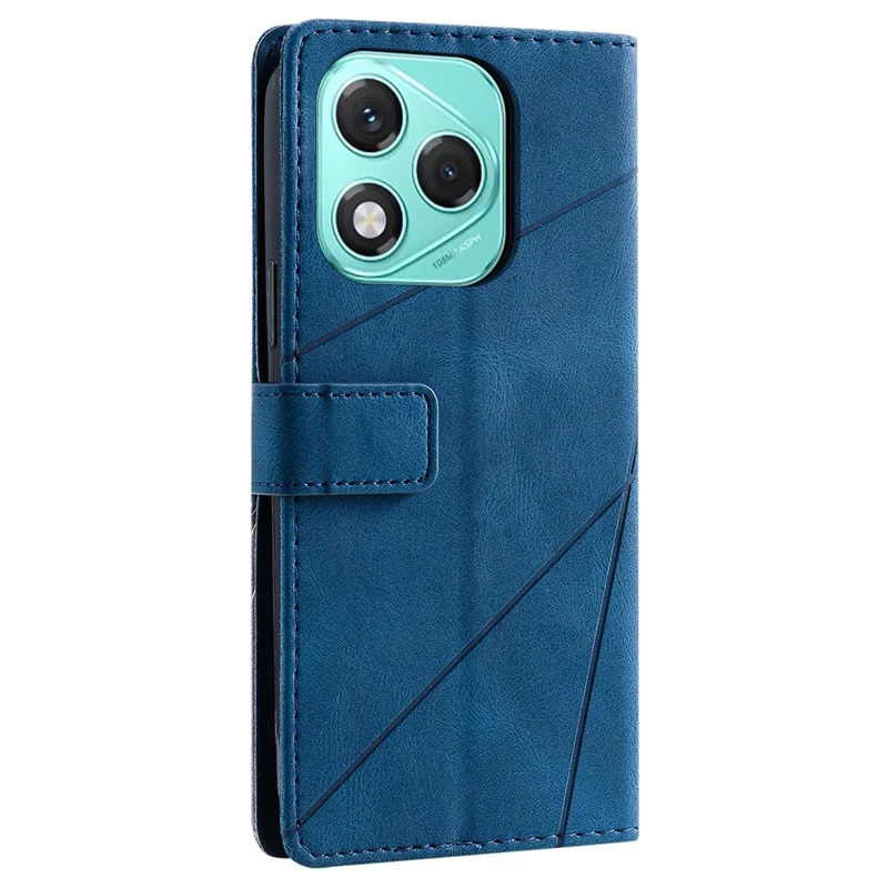 Handyhülle für Honor 400 Lite 5G / X70i / X60i 5G, Geprägte Linien PU-Leder Brieftasche mit Handschlaufe - Blau