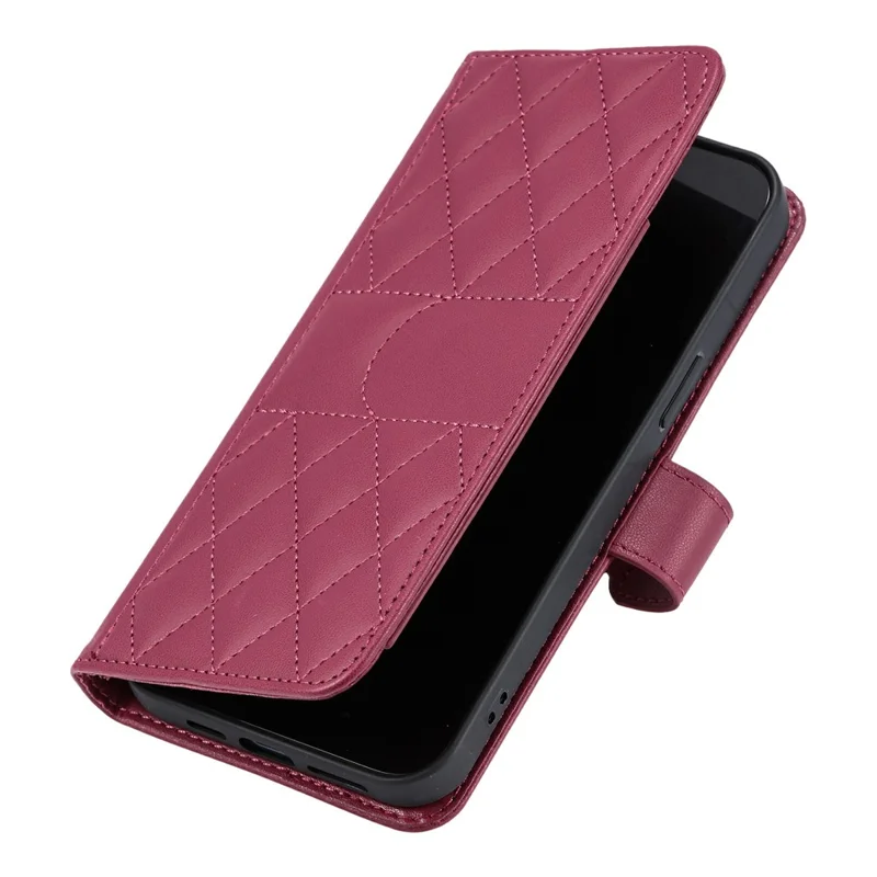 For Sony Xperia 1 VII Case Ring Buckle Wallet Stand Rhombus Crossbody Leather Mobile Cover - Red