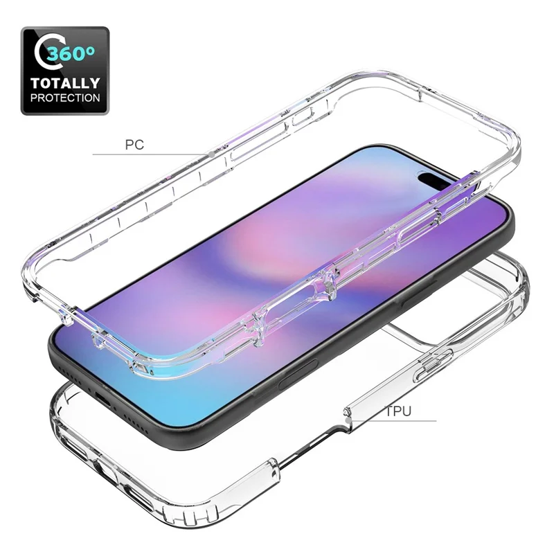 For iPhone 17 Pro Max Case TPU PC 2 in 1 Dropproof Clear Phone Cover