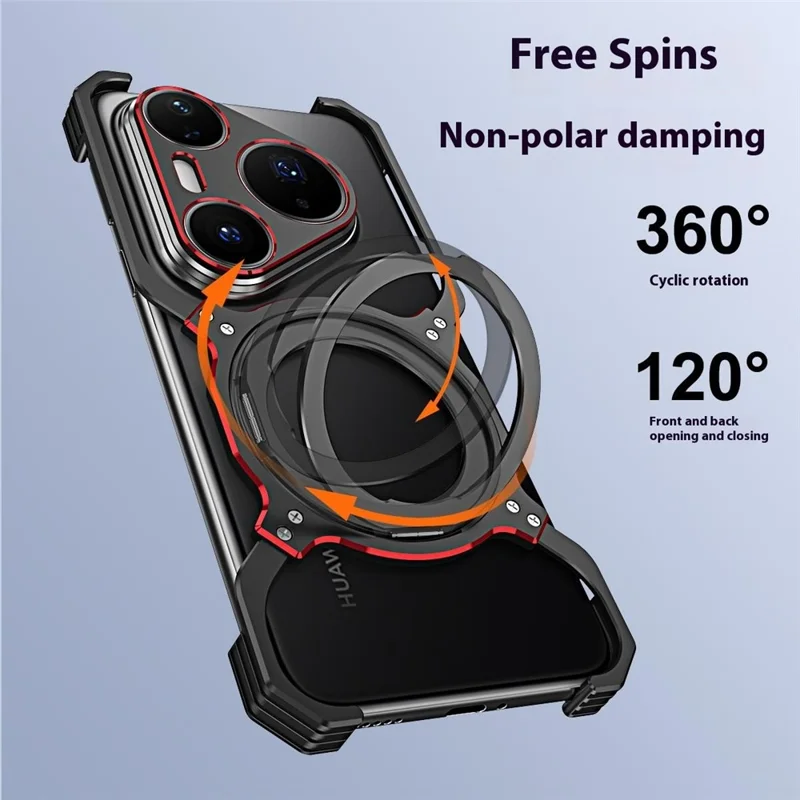 Funda para Huawei Pura 80 Pro con Soporte Metálico y Parachoques Magnético - Negro / Rojo