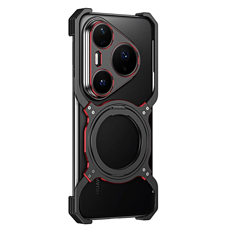 Cover per Huawei Pura 80 Pro+ con Supporto, Paraurti Metallico e Chiusura Magnetica - Nero / Rosso
