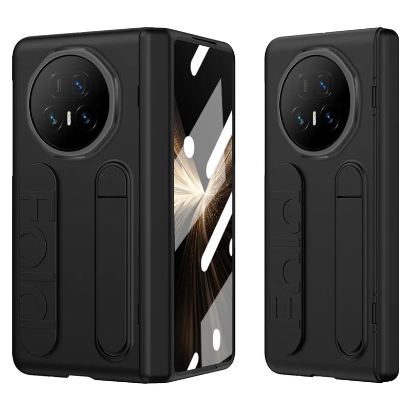 For Honor Magic V5 5G Case Kickstand Wristband Hard PC Phone Cover - Black
