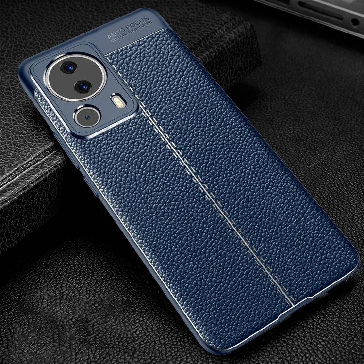 Противоударный TPU-чехол с текстурой личи для Xiaomi 13 Lite / Civi 2 5G, защитный чехол для телефона - синий