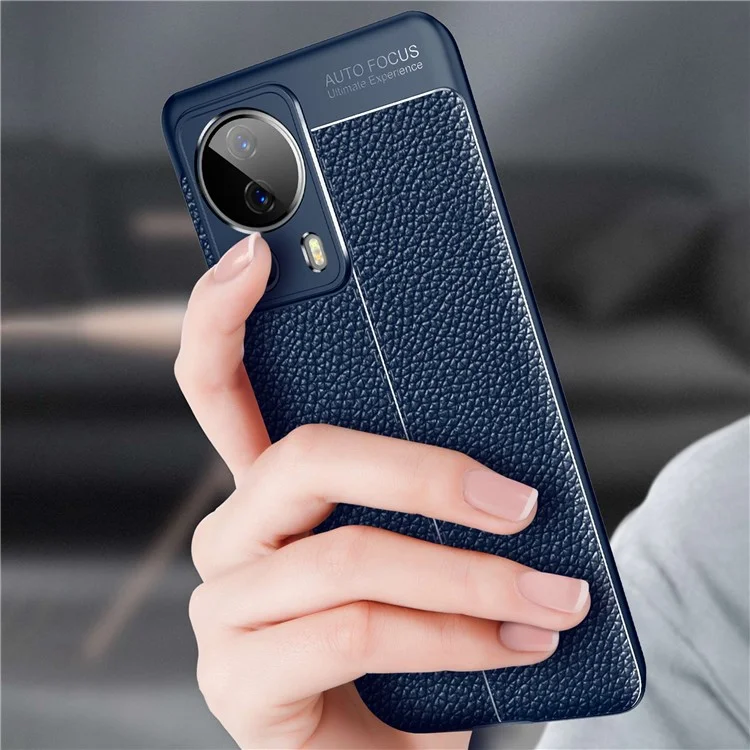 Противоударный TPU-чехол с текстурой личи для Xiaomi 13 Lite / Civi 2 5G, защитный чехол для телефона - синий