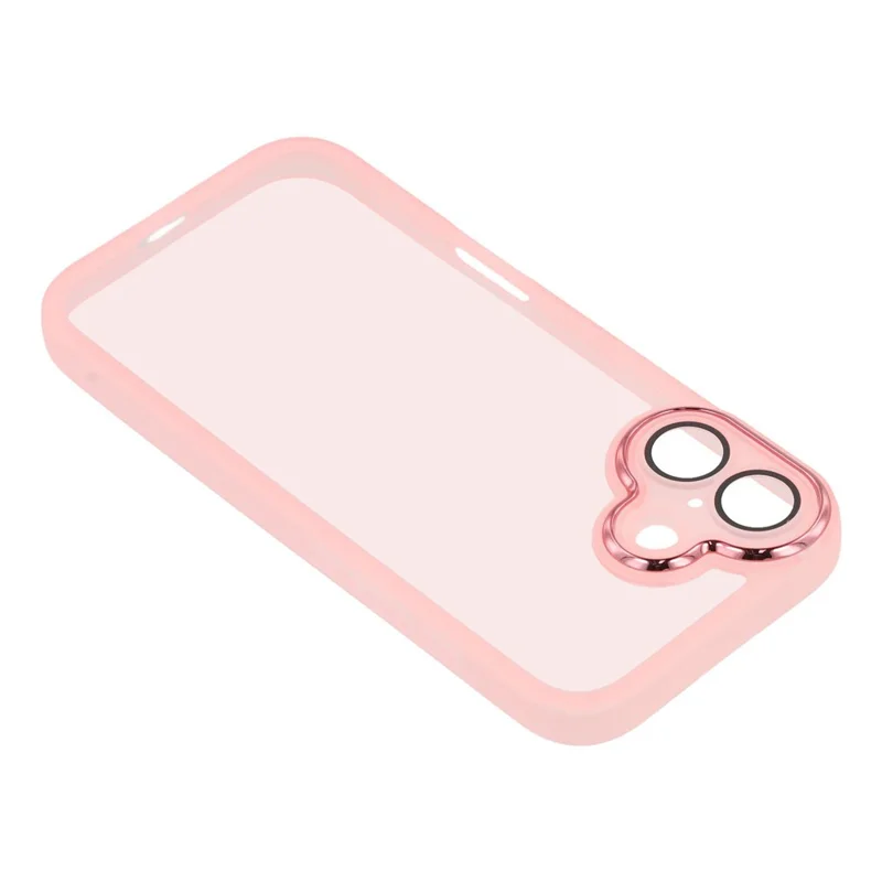 For iPhone 17 Case Electroplated Camera Frame TPU Phone Cover - Transparent Pink