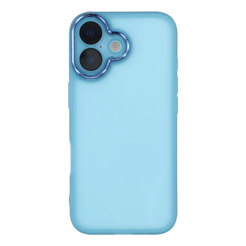 For iPhone 17 Case Electroplated Camera Frame TPU Phone Cover - Transparent Blue