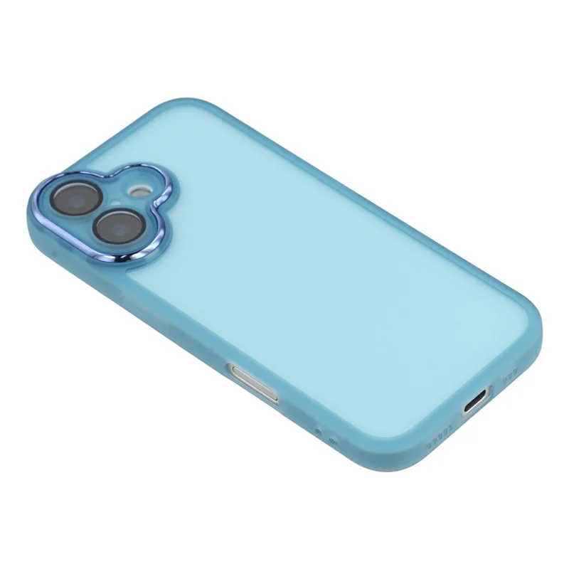 For iPhone 17 Case Electroplated Camera Frame TPU Phone Cover - Transparent Blue