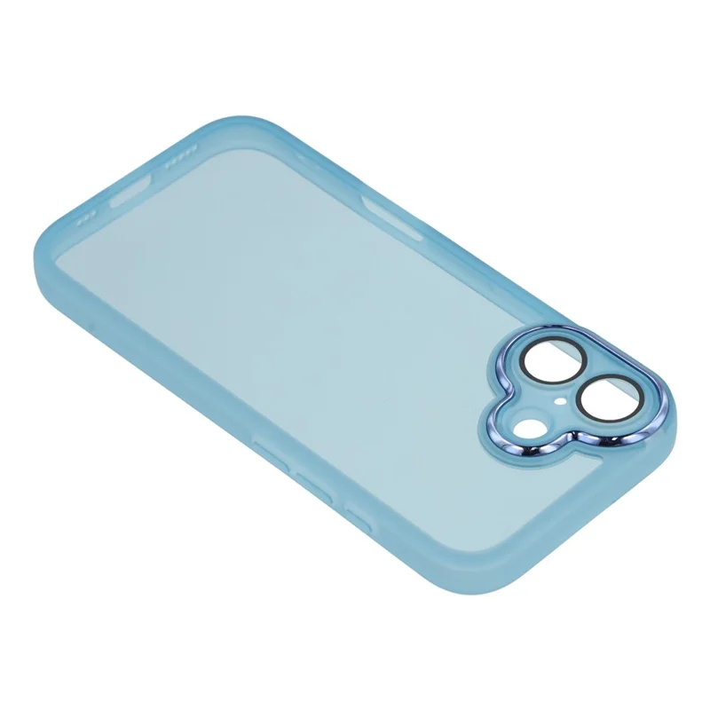 For iPhone 17 Case Electroplated Camera Frame TPU Phone Cover - Transparent Blue
