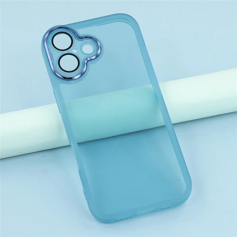 For iPhone 17 Case Electroplated Camera Frame TPU Phone Cover - Transparent Blue
