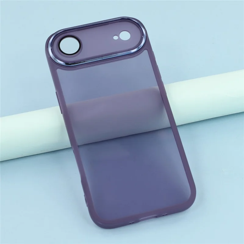 For iPhone 17 Air Case Electroplated Camera Frame TPU Phone Cover - Transparent Purple