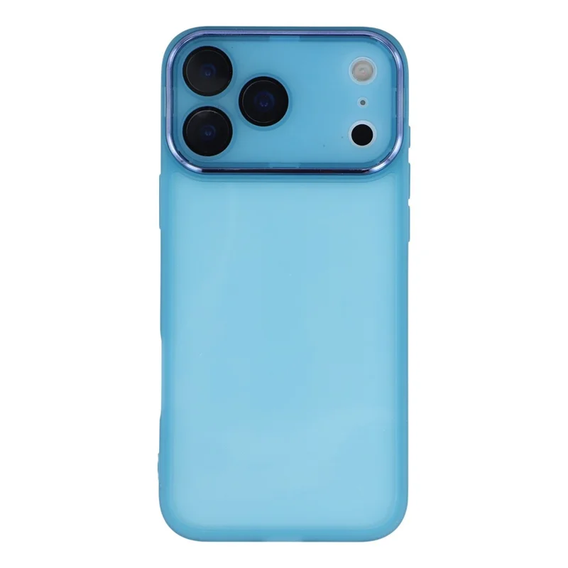 For iPhone 17 Pro Max Case Electroplated Camera Frame TPU Phone Cover - Transparent Blue