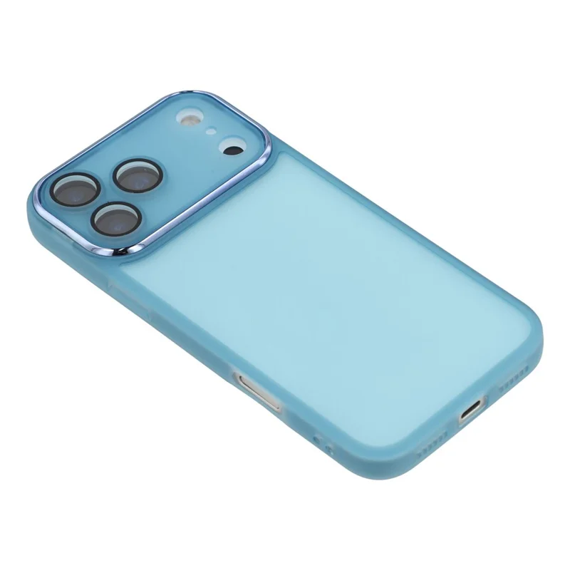 For iPhone 17 Pro Case Electroplated Camera Frame TPU Phone Cover - Transparent Blue