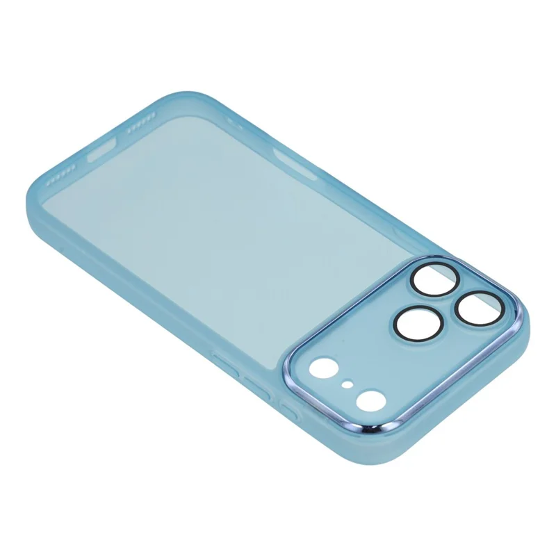 For iPhone 17 Pro Case Electroplated Camera Frame TPU Phone Cover - Transparent Blue