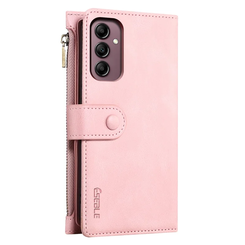 ESEBLE Star Series For Samsung Galaxy S25 FE Case Zipper Wallet Leather Stand Phone Cover with Wrist Strap - Rose Gold