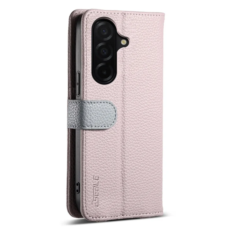 ESEBLE E11 Handyhülle für Samsung Galaxy S25 FE mit Reißverschlusstasche, Lederoptik mit Struktur, Spiegel und Handschlaufe - Hellviolett