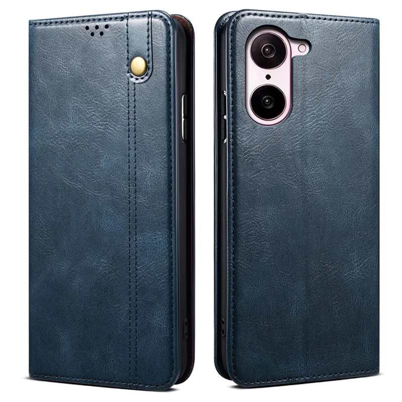 Wallet Case for OnePlus Nord CE5 5G / Ace 5 Racing 5G Crazy Horse Texture Waxy Leather Stand Phone Cover - Blue