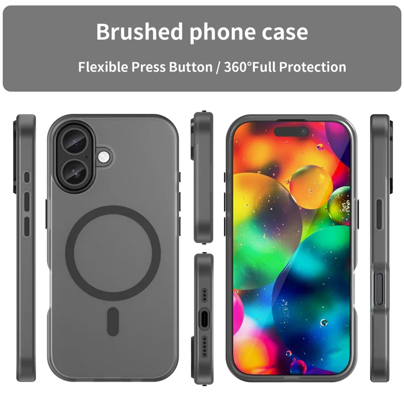 Cover per iPhone 17 Compatibile con MagSafe, Custodia Sottile Opaca Trasparente in TPU + PC - Nero