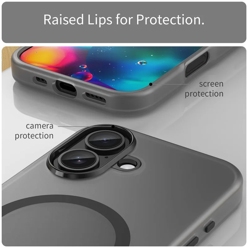 Cover per iPhone 17 Compatibile con MagSafe, Custodia Sottile Opaca Trasparente in TPU + PC - Nero