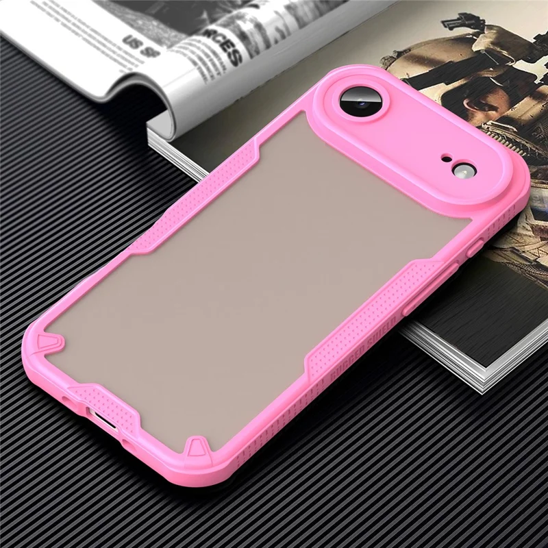 For iPhone Air Case PC + TPU Semi-Transparent Frosted Finish Protective Phone Cover - Pink