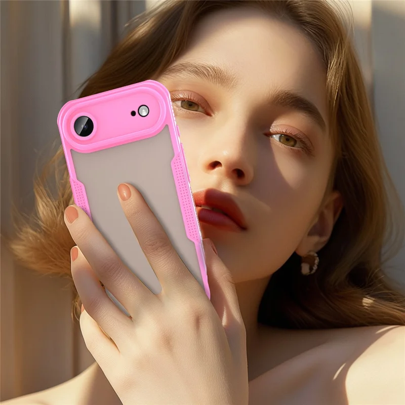 For iPhone Air Case PC + TPU Semi-Transparent Frosted Finish Protective Phone Cover - Pink