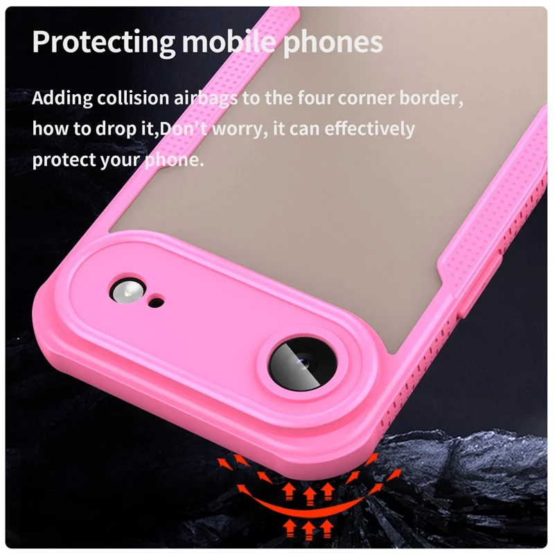 For iPhone Air Case PC + TPU Semi-Transparent Frosted Finish Protective Phone Cover - Pink