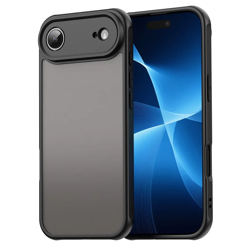 For iPhone Air Case Drop Proof Airbags Frosted Translucent PC + TPU Phone Back Cover - Black