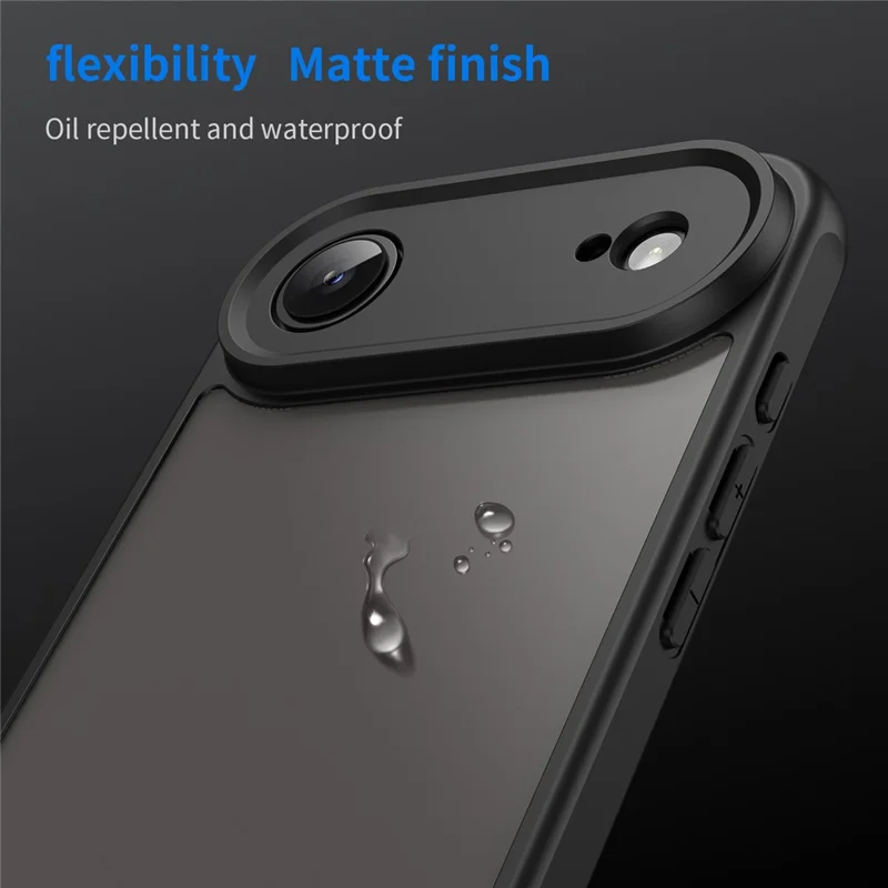 For iPhone Air Case Drop Proof Airbags Frosted Translucent PC + TPU Phone Back Cover - Black