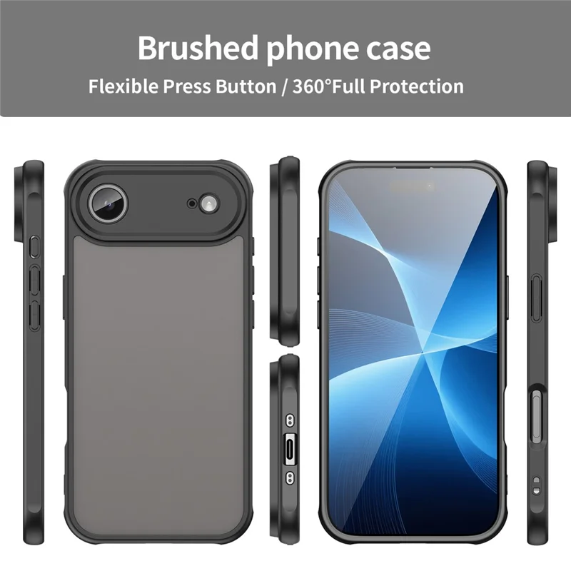 For iPhone Air Case Drop Proof Airbags Frosted Translucent PC + TPU Phone Back Cover - Black