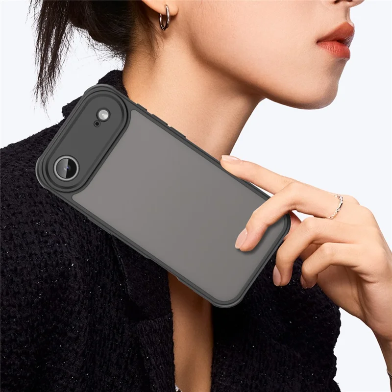For iPhone Air Case Drop Proof Airbags Frosted Translucent PC + TPU Phone Back Cover - Black