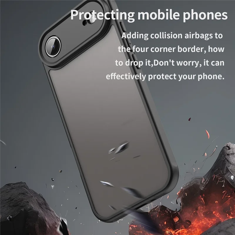 For iPhone Air Case Drop Proof Airbags Frosted Translucent PC + TPU Phone Back Cover - Black