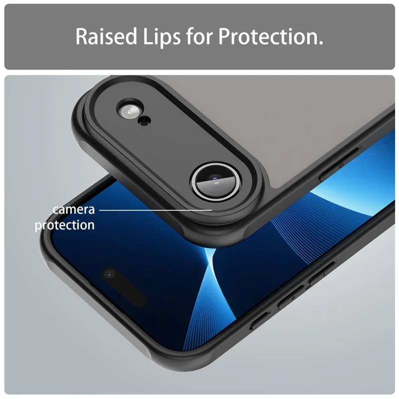 For iPhone Air Case Drop Proof Airbags Frosted Translucent PC + TPU Phone Back Cover - Black