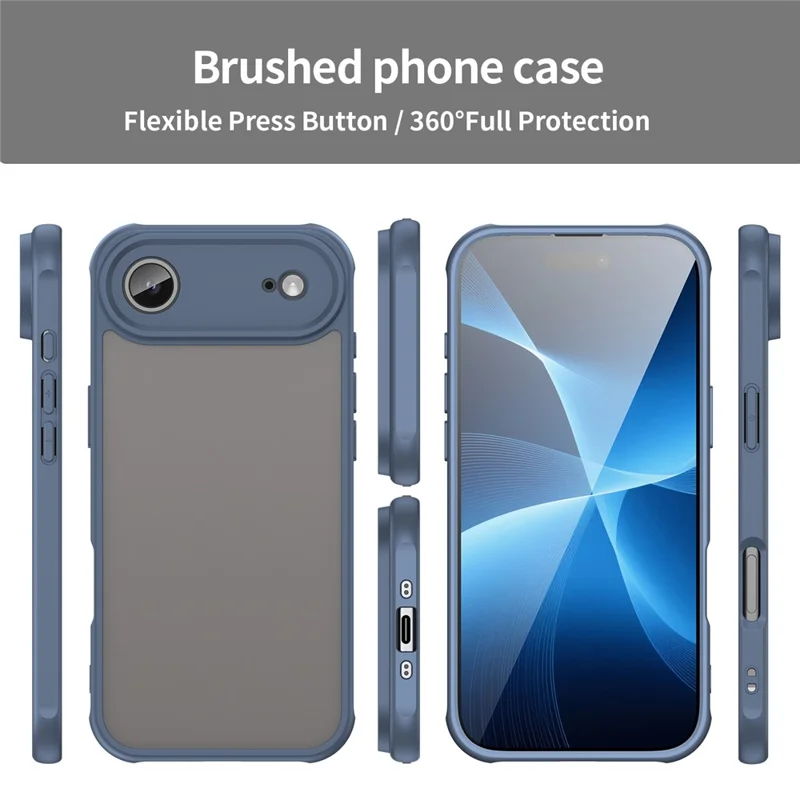 For iPhone Air Case Drop Proof Airbags Frosted Translucent PC + TPU Phone Back Cover - Blue