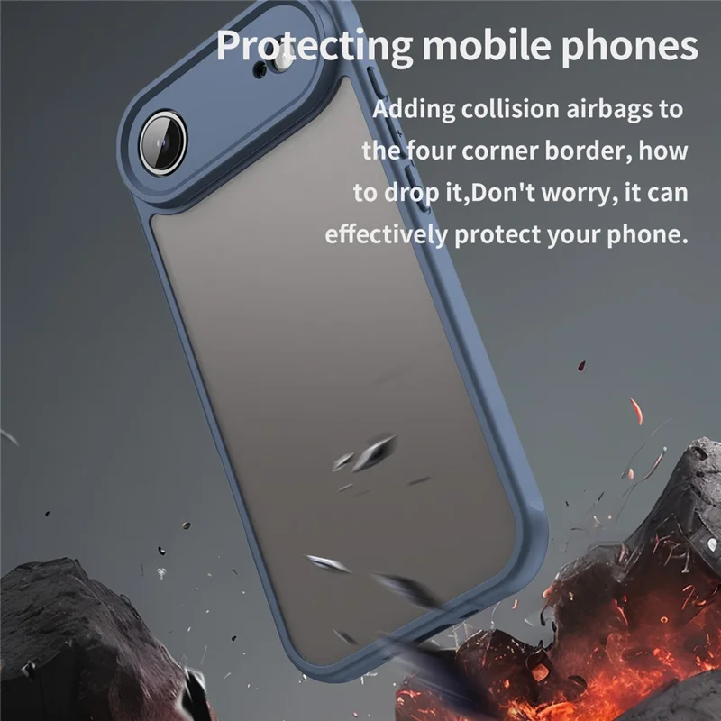 For iPhone Air Case Drop Proof Airbags Frosted Translucent PC + TPU Phone Back Cover - Blue
