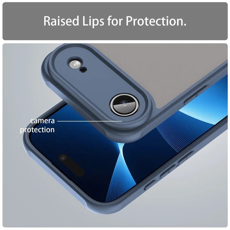For iPhone Air Case Drop Proof Airbags Frosted Translucent PC + TPU Phone Back Cover - Blue