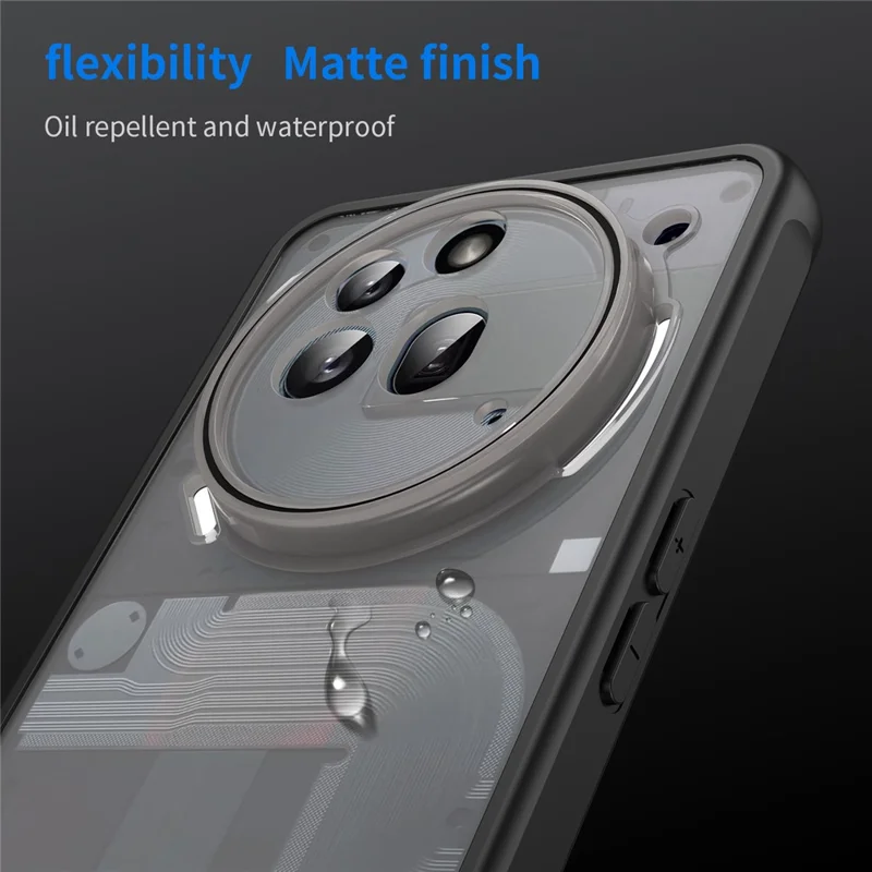 For Nothing Phone (3a) Pro Case Drop Proof Airbags Frosted Translucent PC + TPU Phone Back Cover - Black