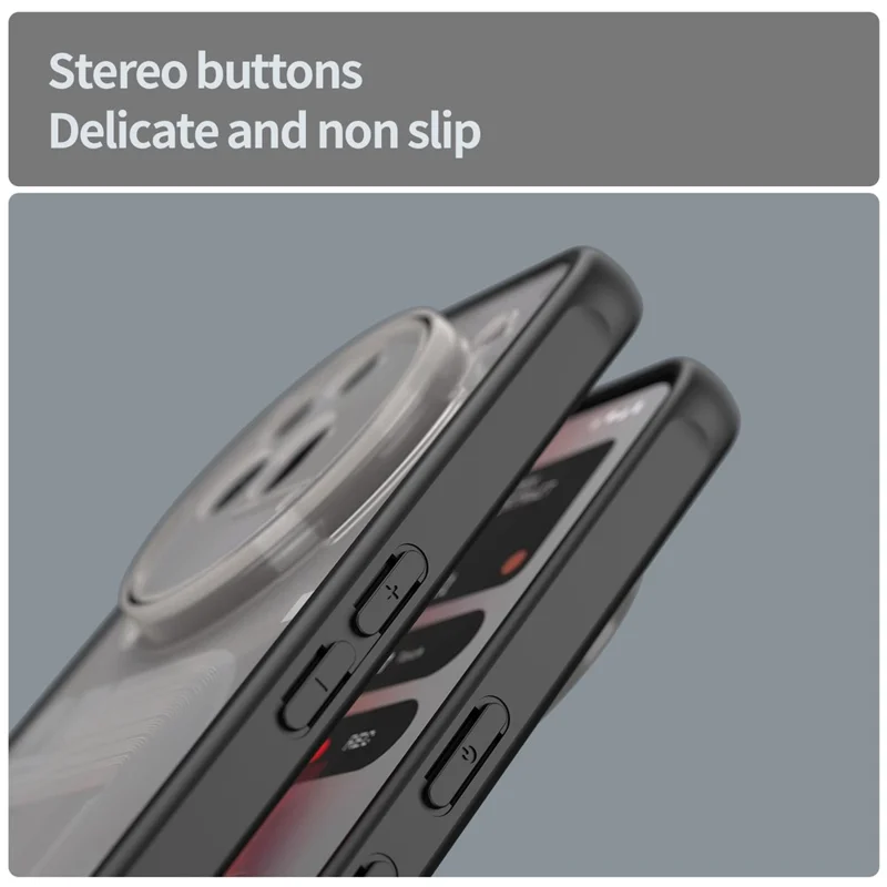 For Nothing Phone (3a) Pro Case Drop Proof Airbags Frosted Translucent PC + TPU Phone Back Cover - Black