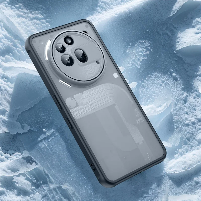 For Nothing Phone (3a) Pro Case Drop Proof Airbags Frosted Translucent PC + TPU Phone Back Cover - Black
