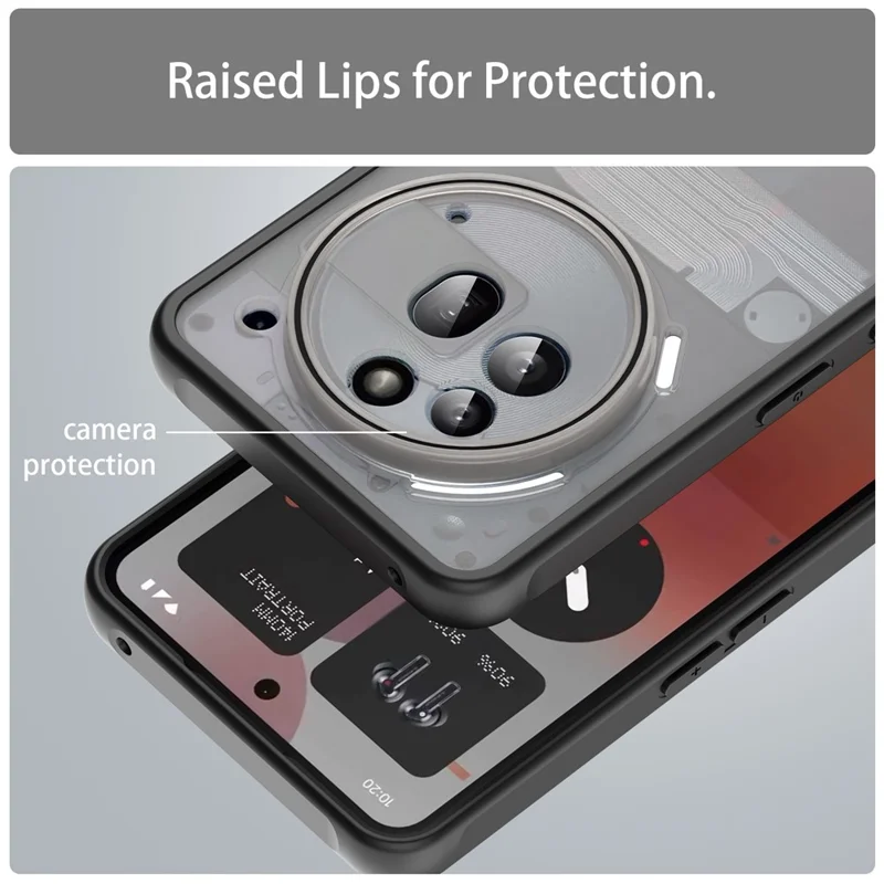 For Nothing Phone (3a) Pro Case Drop Proof Airbags Frosted Translucent PC + TPU Phone Back Cover - Black