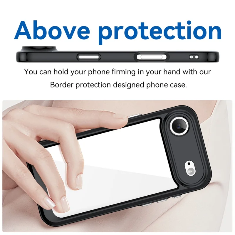 Чехол Air для iPhone 17 из ТПУ + акрила, прозрачный защитный чехол для телефона - Черный