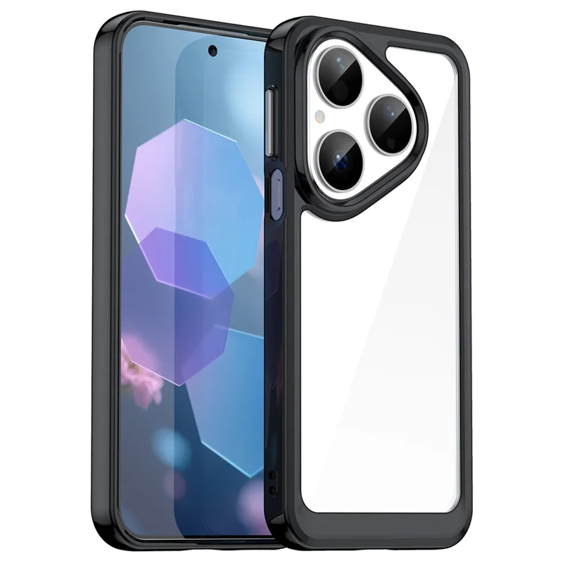 For Huawei Pura 80 Case TPU + Acrylic Protective Clear Phone Cover - Black