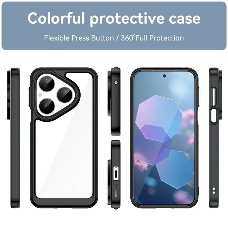For Huawei Pura 80 Case TPU + Acrylic Protective Clear Phone Cover - Black