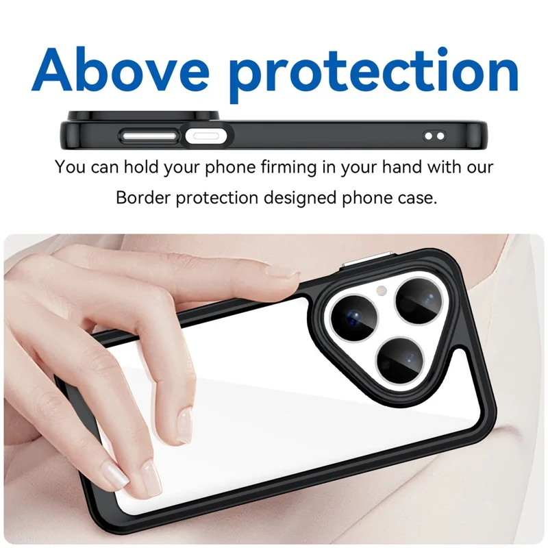 For Huawei Pura 80 Case TPU + Acrylic Protective Clear Phone Cover - Black