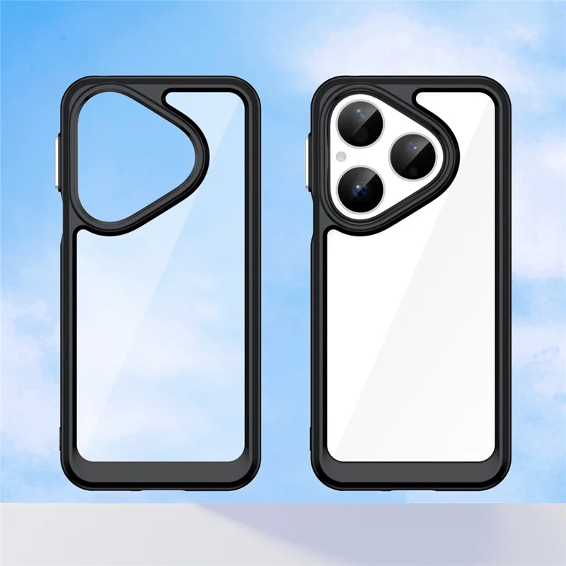 For Huawei Pura 80 Case TPU + Acrylic Protective Clear Phone Cover - Black