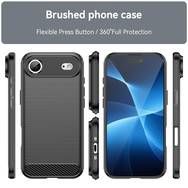 For iPhone Air Case Protective Phone Cover Carbon Fiber Texture Brushed - Black