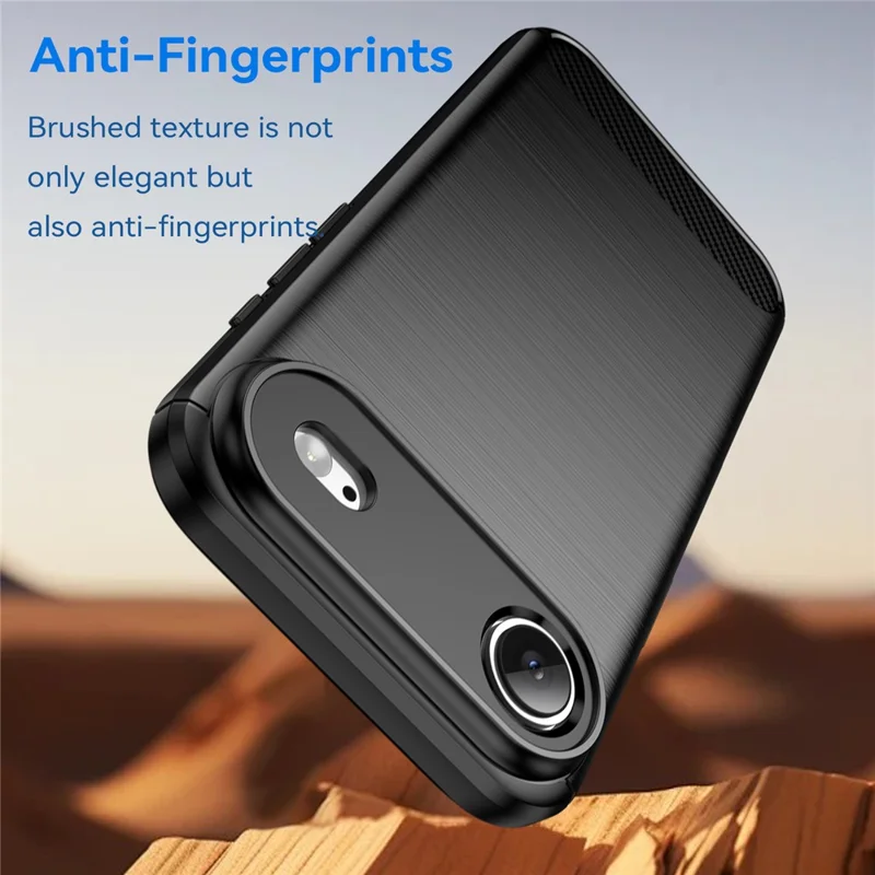 For iPhone Air Case Protective Phone Cover Carbon Fiber Texture Brushed - Black